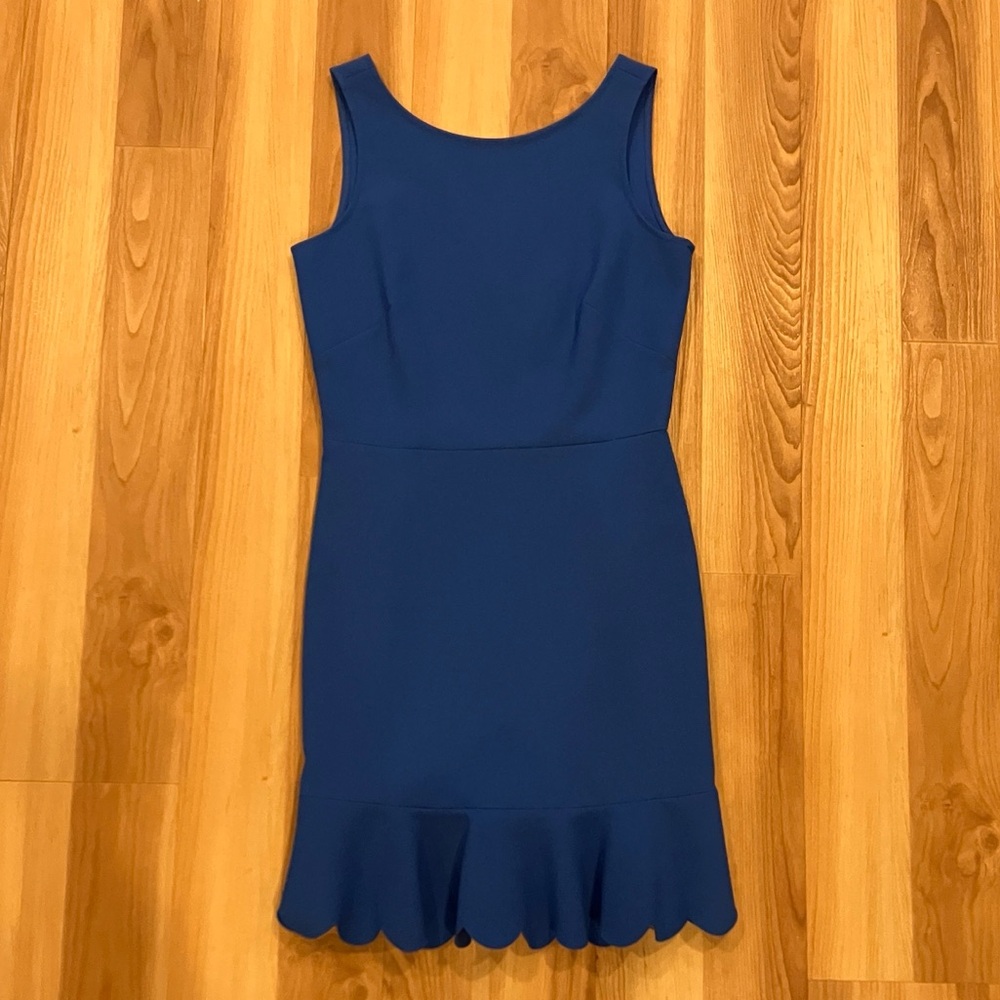 J. Crew Blue Scalloped Hem Mini Dress